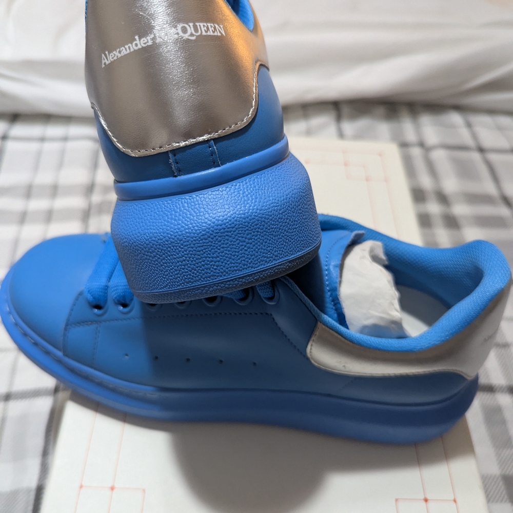 Alexander McQueen Blue and Silver Sneakers